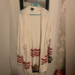 Plus Size Cream Striped Cardigan